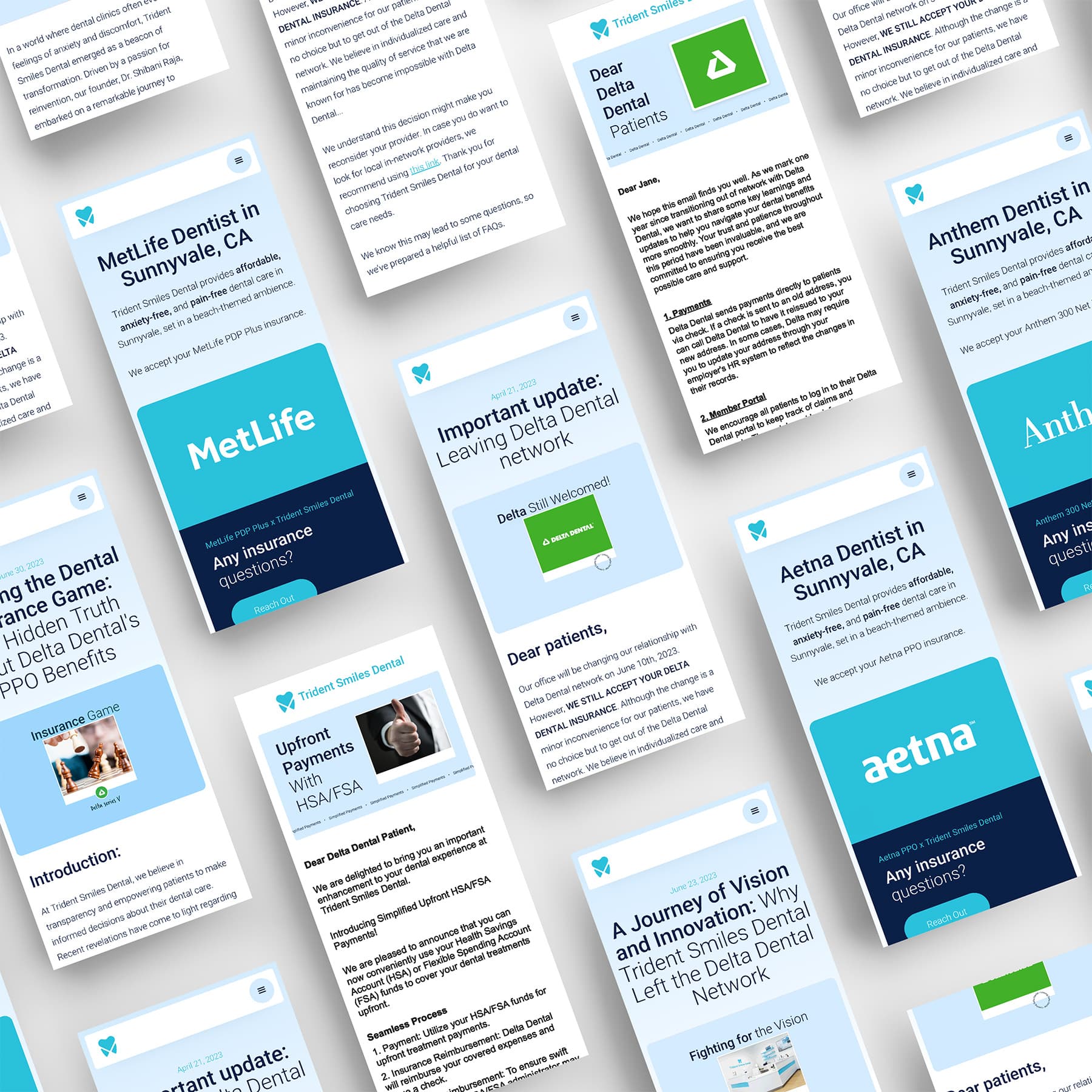 Dental marketing and branding website mockups