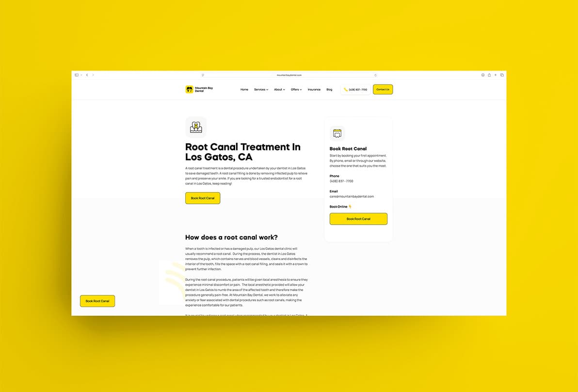 Web mockup for service page