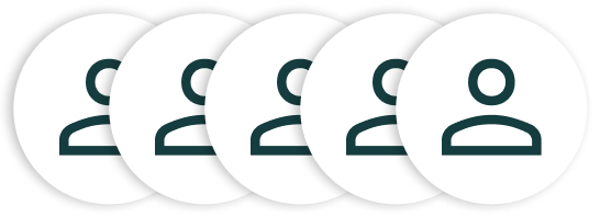 Fünf überlappende Symbole von Benutzer-Avataren in einem horizontalen Layout.