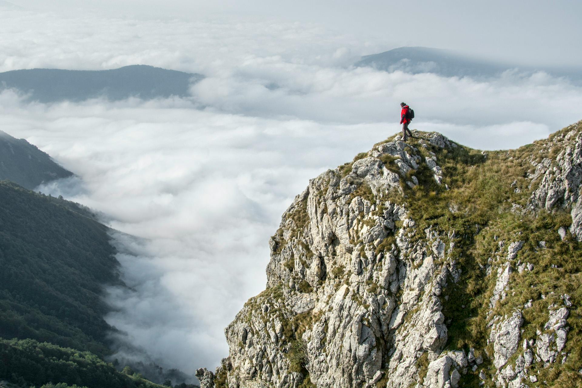 Finding your way, man on a mountain