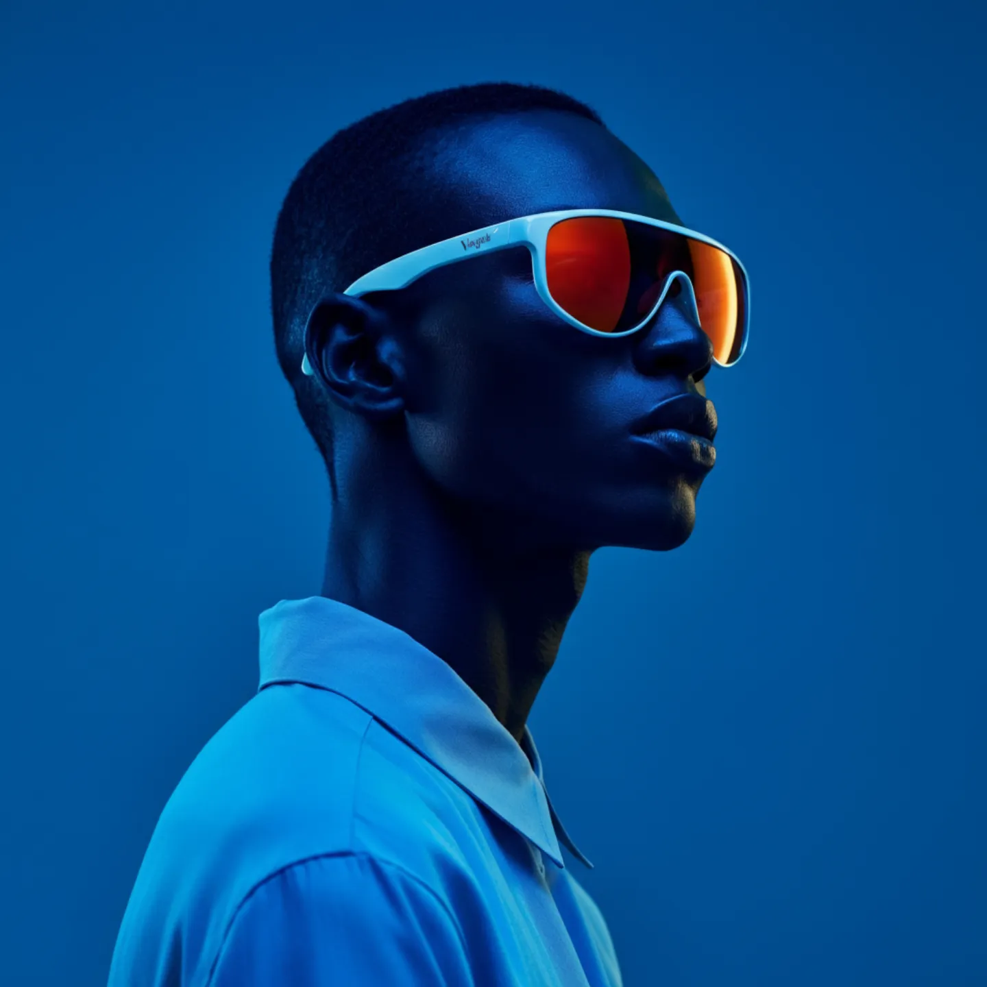 man with blue background