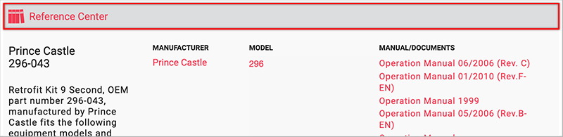 Screenshot of Marmon Link Website showing how Operation Manuals are displayed.