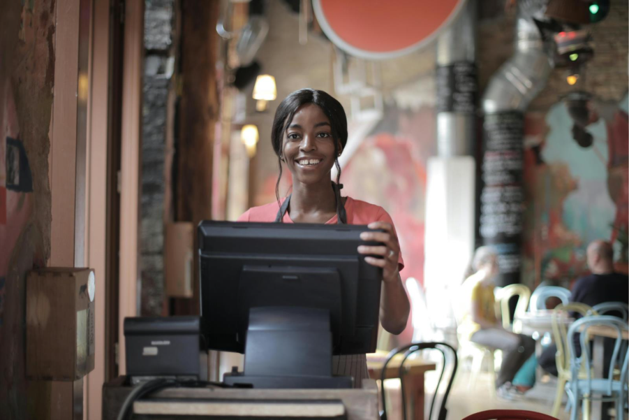 woman working at a casual dining restaurant