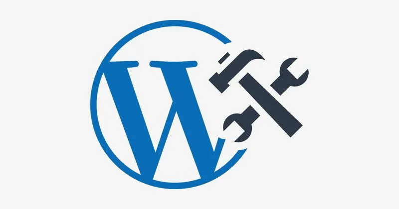 Illustration of WordPress logo with a hammer and wrench