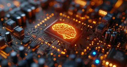 Motherboard with an illustration of a brain on it.