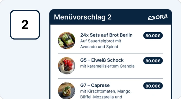Screenshot of a catering menu proposal.