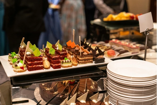 Petit fours and small cakes on a festive table