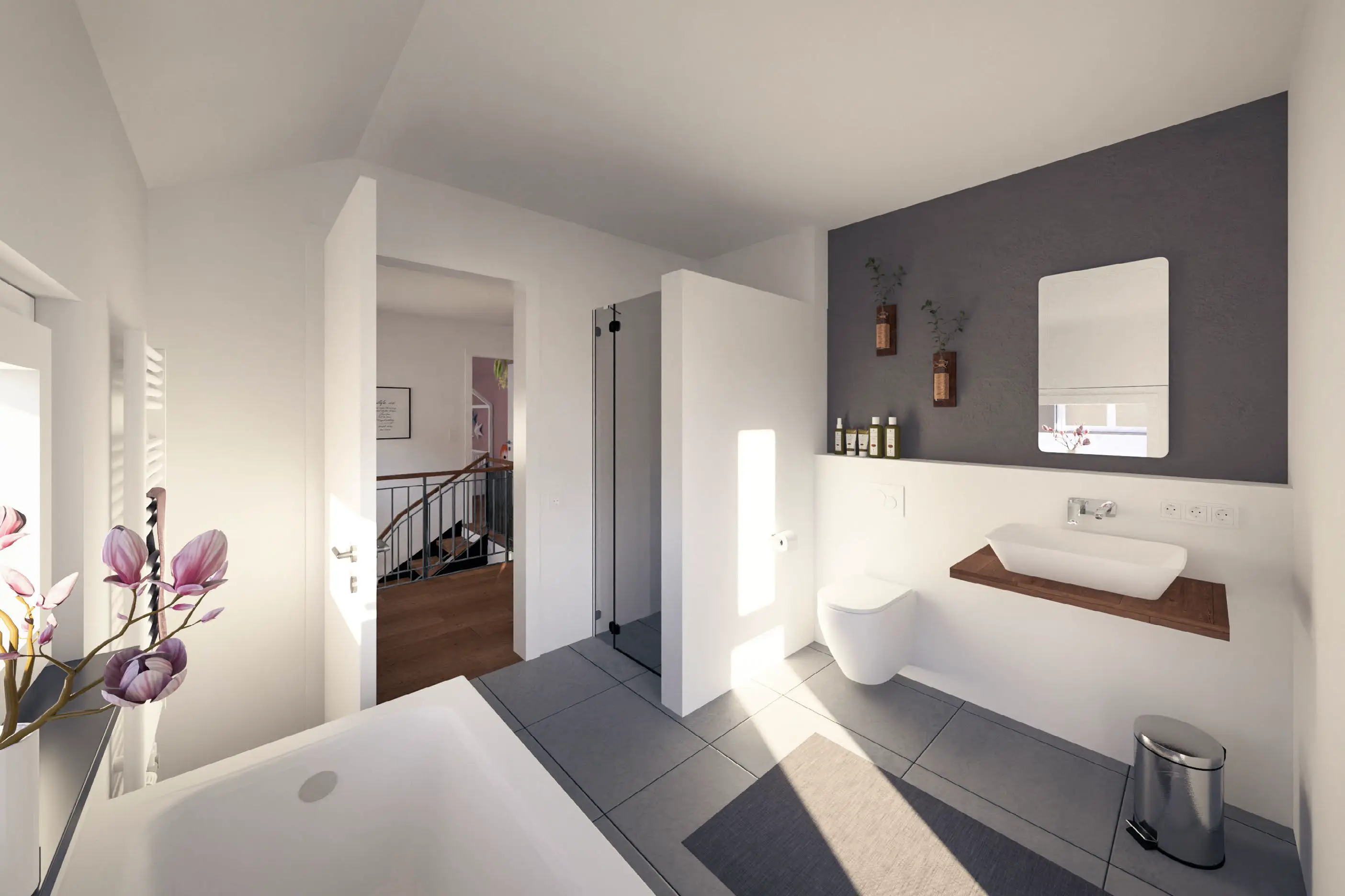 Badezimmer im Haus mit Grundstück perfektes perfekt 2, gebaut von Hauser Massivbau 