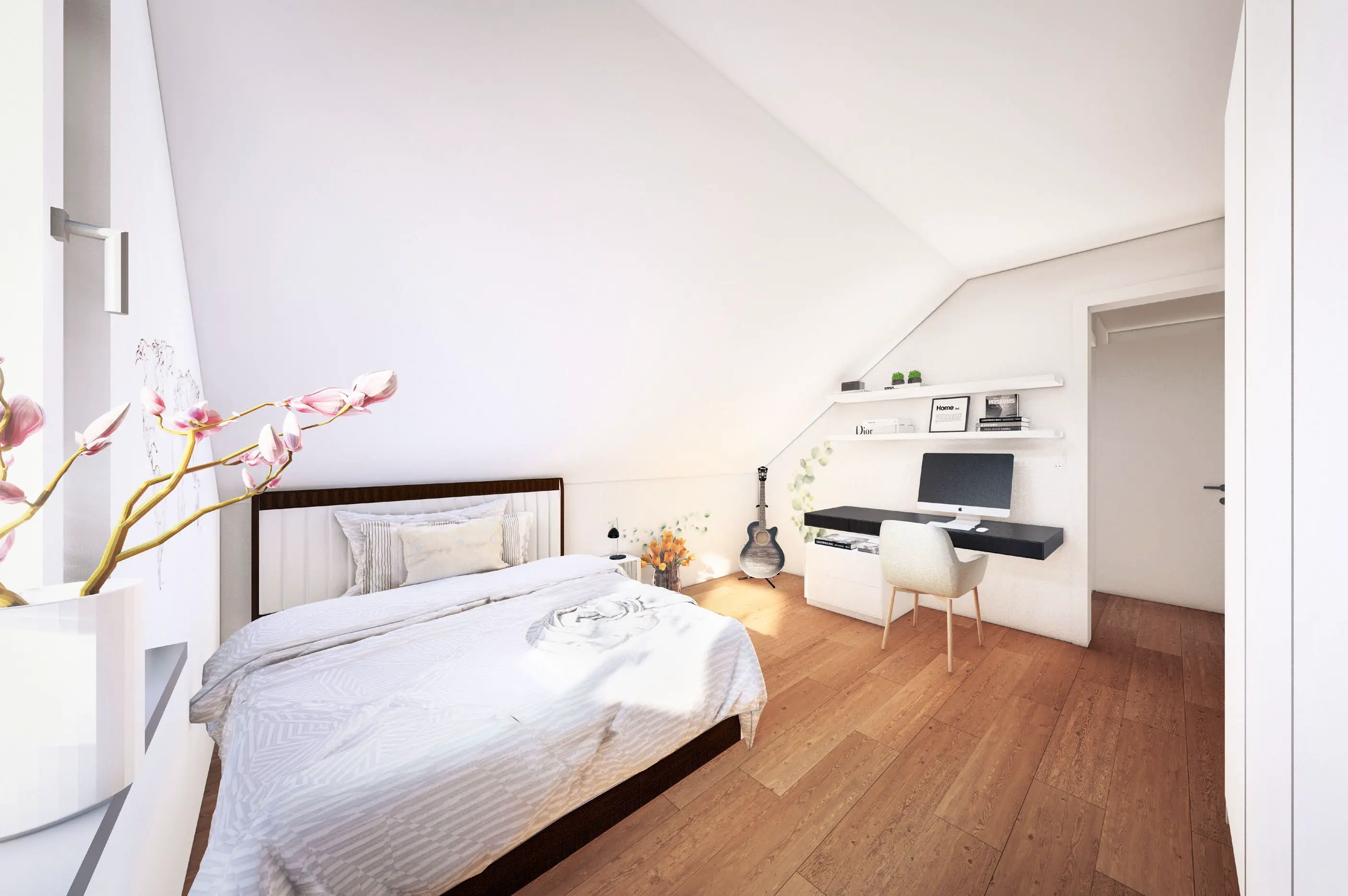 Schlafzimmer im Mehrfamilienhaus mit Grundstück, gebaut von Hauser Massivbau