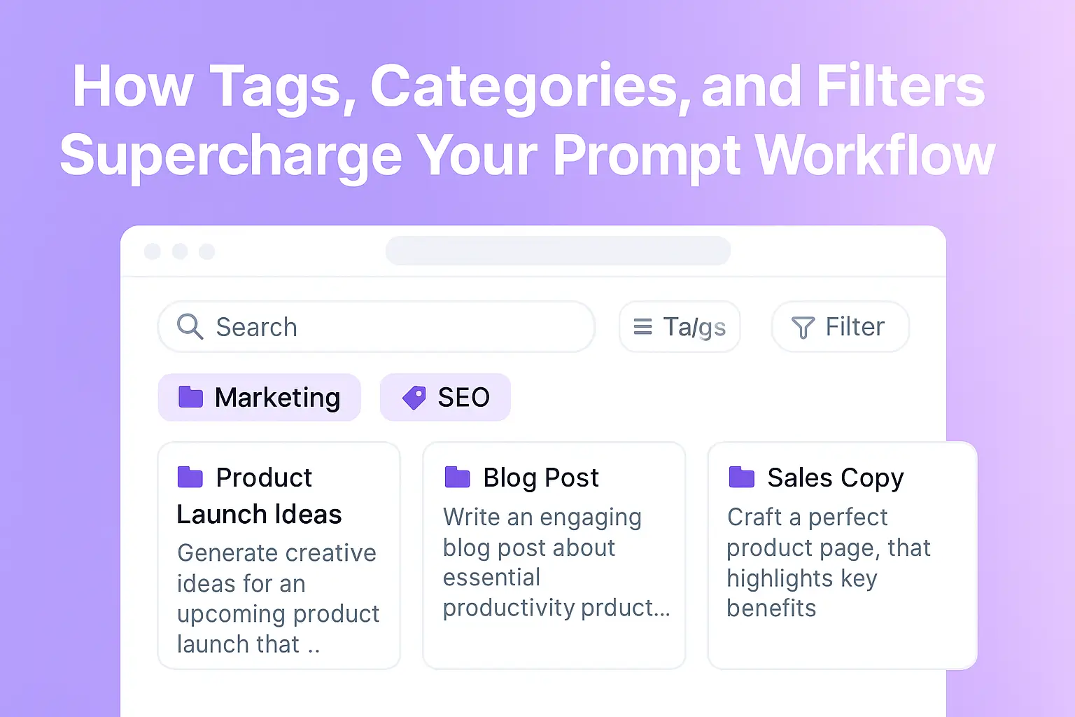 How Tags, Categories, and Filters Supercharge Your Prompt Workflow