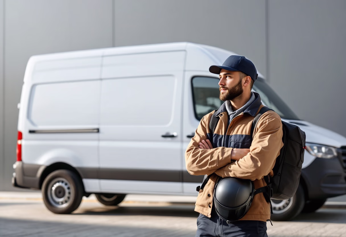 image of courier in uniform for a courier & delivery service