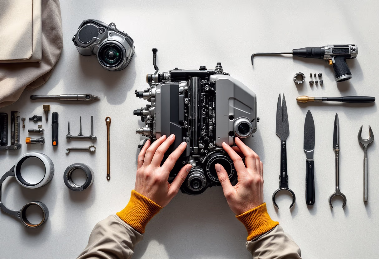 image of engine repair work