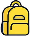 Icono de mochila amarilla para kits de supervivencia