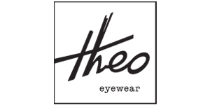 Theo Eyewear logo in black and white with stylized handwritten typography
