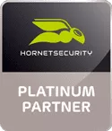 Offizielles Siegel zur Kennzeichnung des Platinum Partnerstatus bei Hornetsecurity.