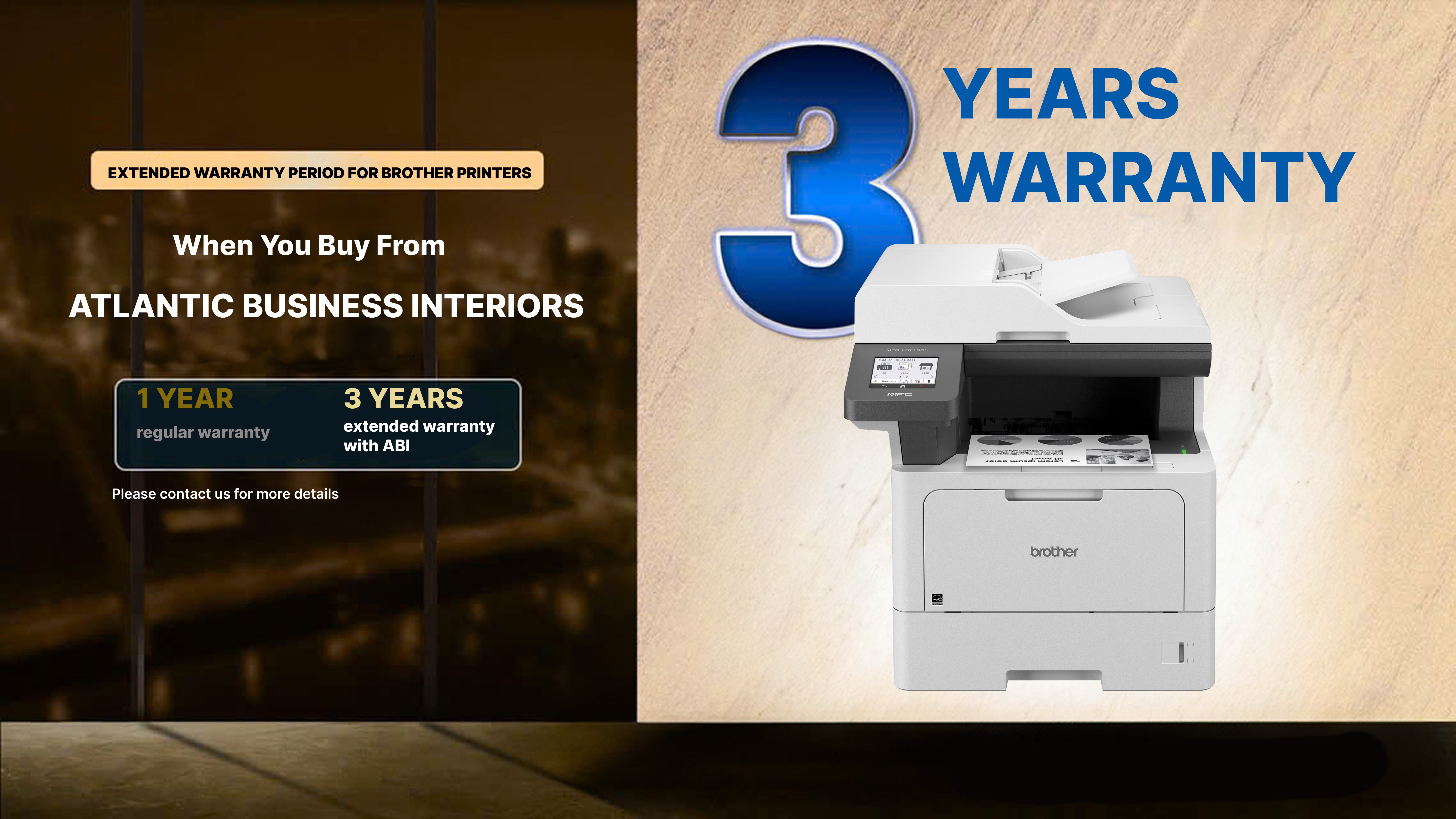 3-year warranty for Brother bought from ABI