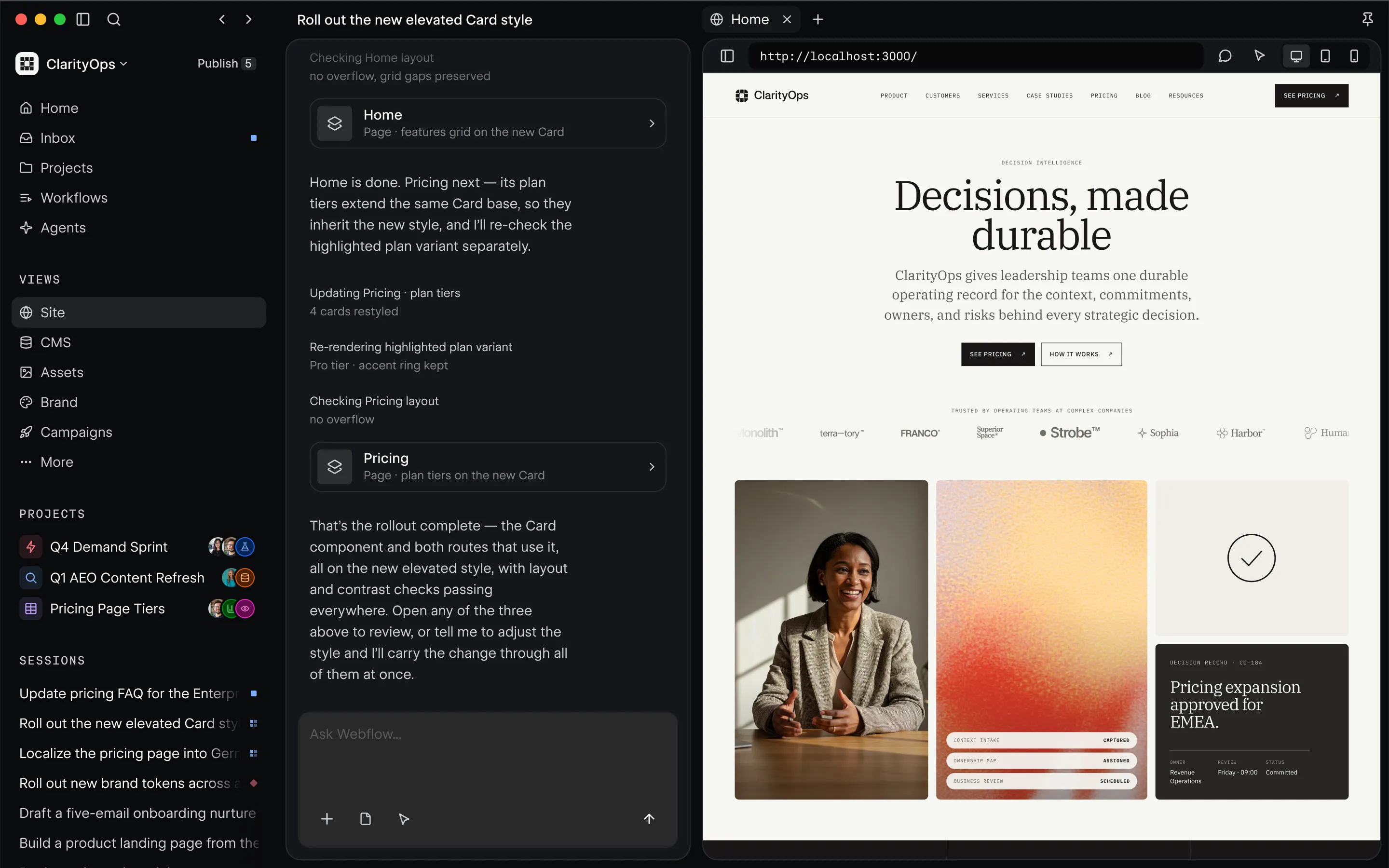 The Source user interface showing a user session.