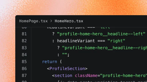 Source user interface component showing a code .tsx file.