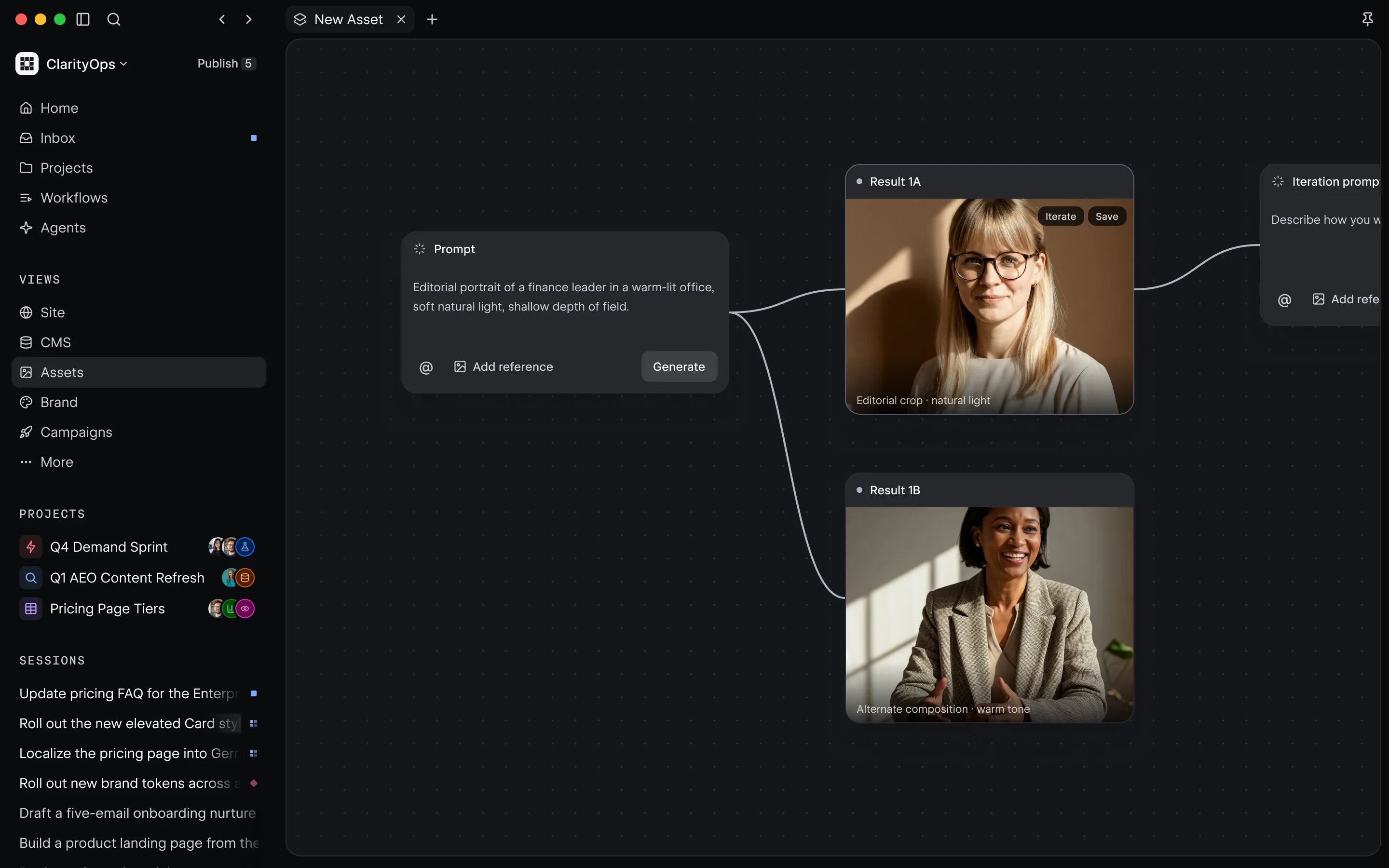 The Source user interface showing node based image editing.