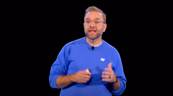 Brett Domeny on the Webflow Conf '26 stage