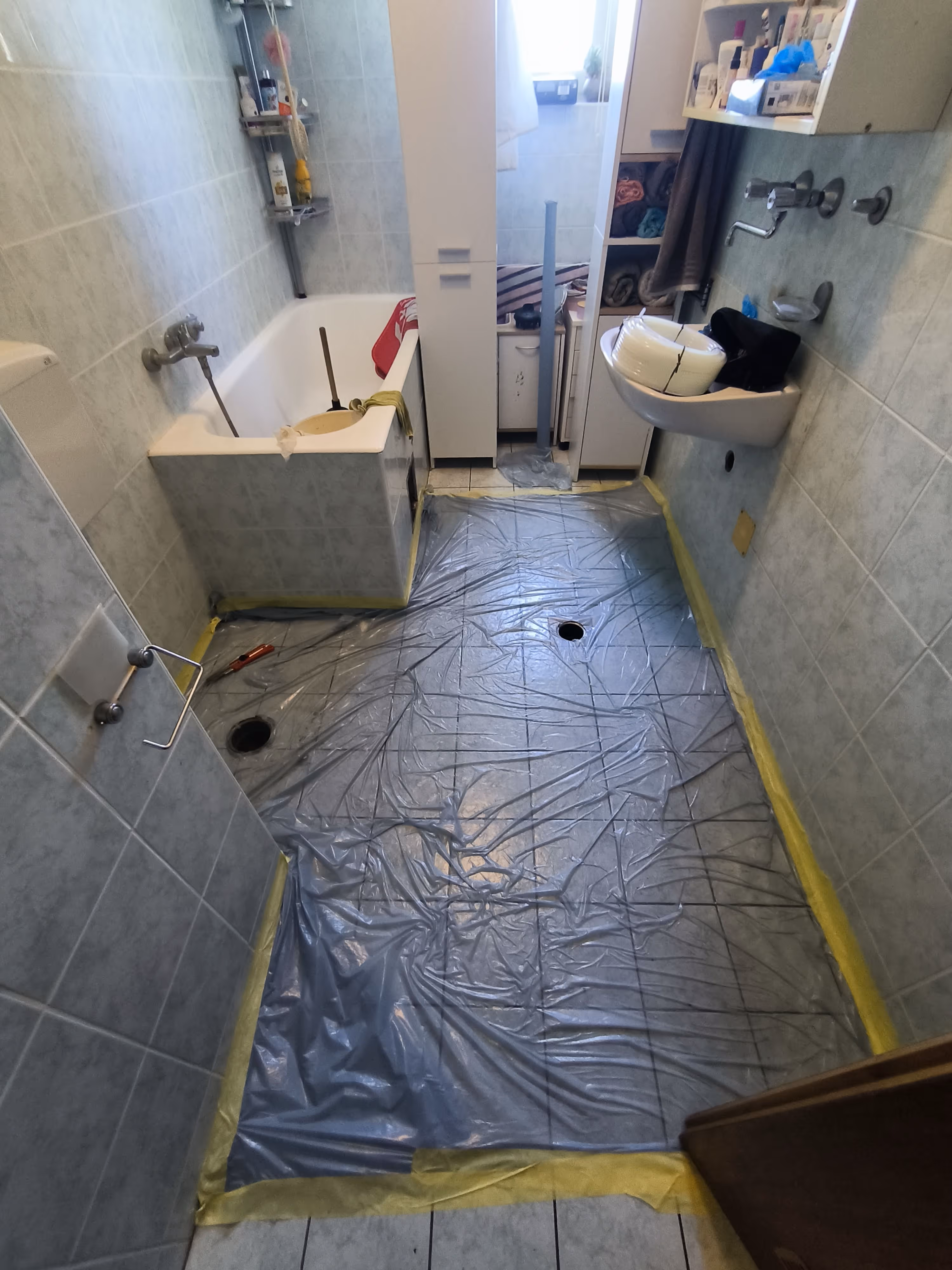 Bathroom preparation for SprayPoxy