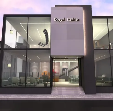 A computer generated image of a modern office building.