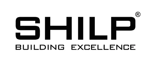 A black and white logo with the words ship building excellence.
