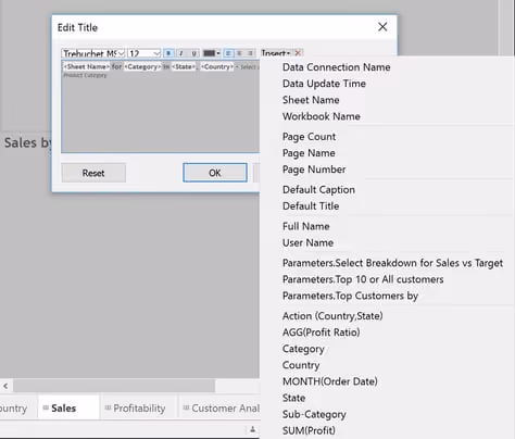 Example 3: custom worksheet title in tableau
