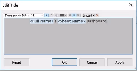 building custom title in tableau dashboard