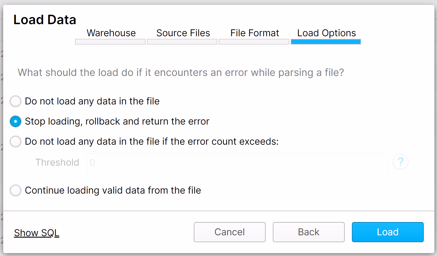 Load data within Snowflake
