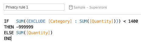 Setting privacyrul 1 in Tableau for data masking
