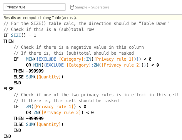 Consolidated privacy rules for dynamically masking sensitive data in Tableau