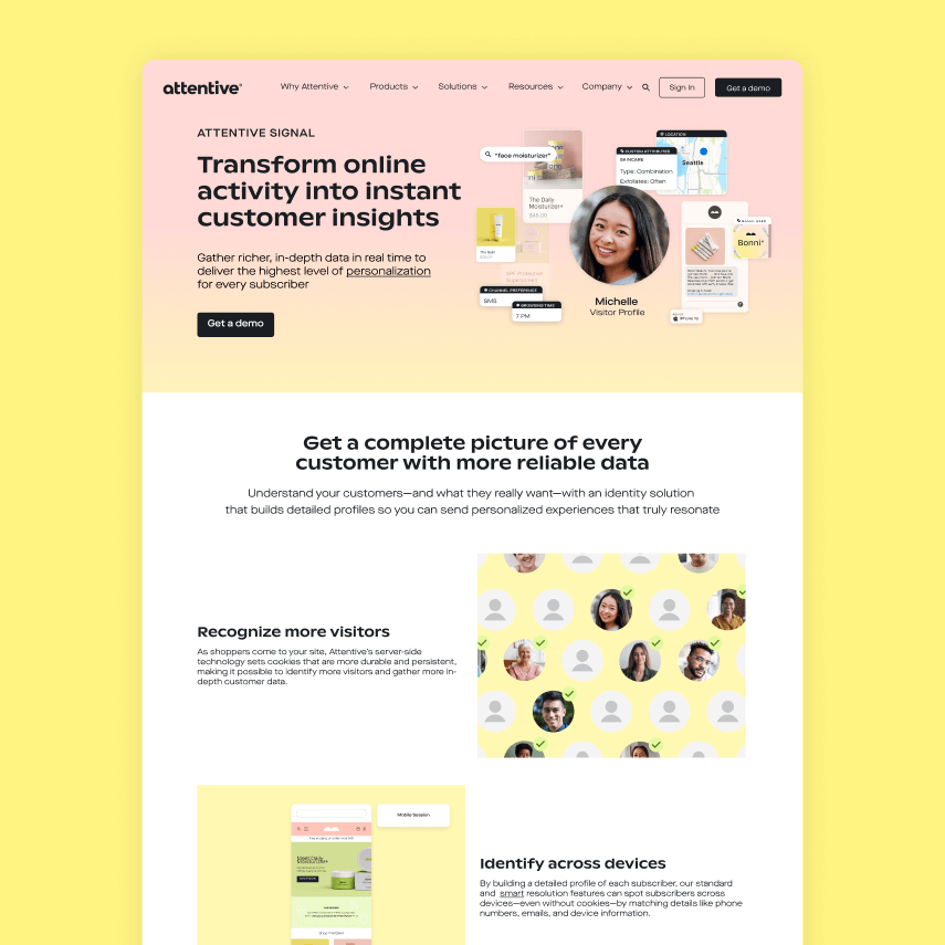 Attentive's Signal page