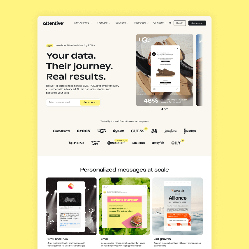 Attentive's homepage