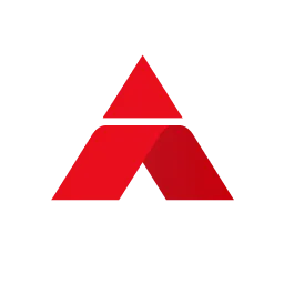 A red triangle on a black background.