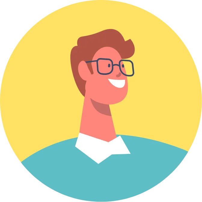 A man with glasses in a circle.