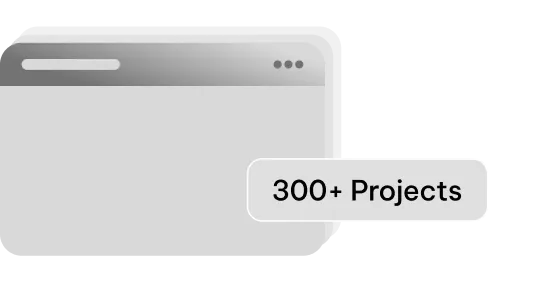 Browser window icon with a label reading '300+ Projects'.
