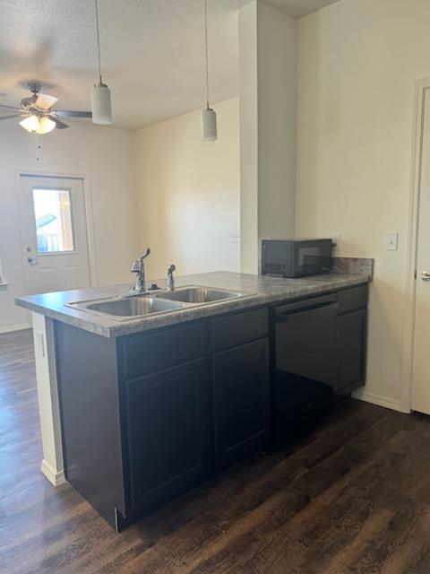 kitchen and living area