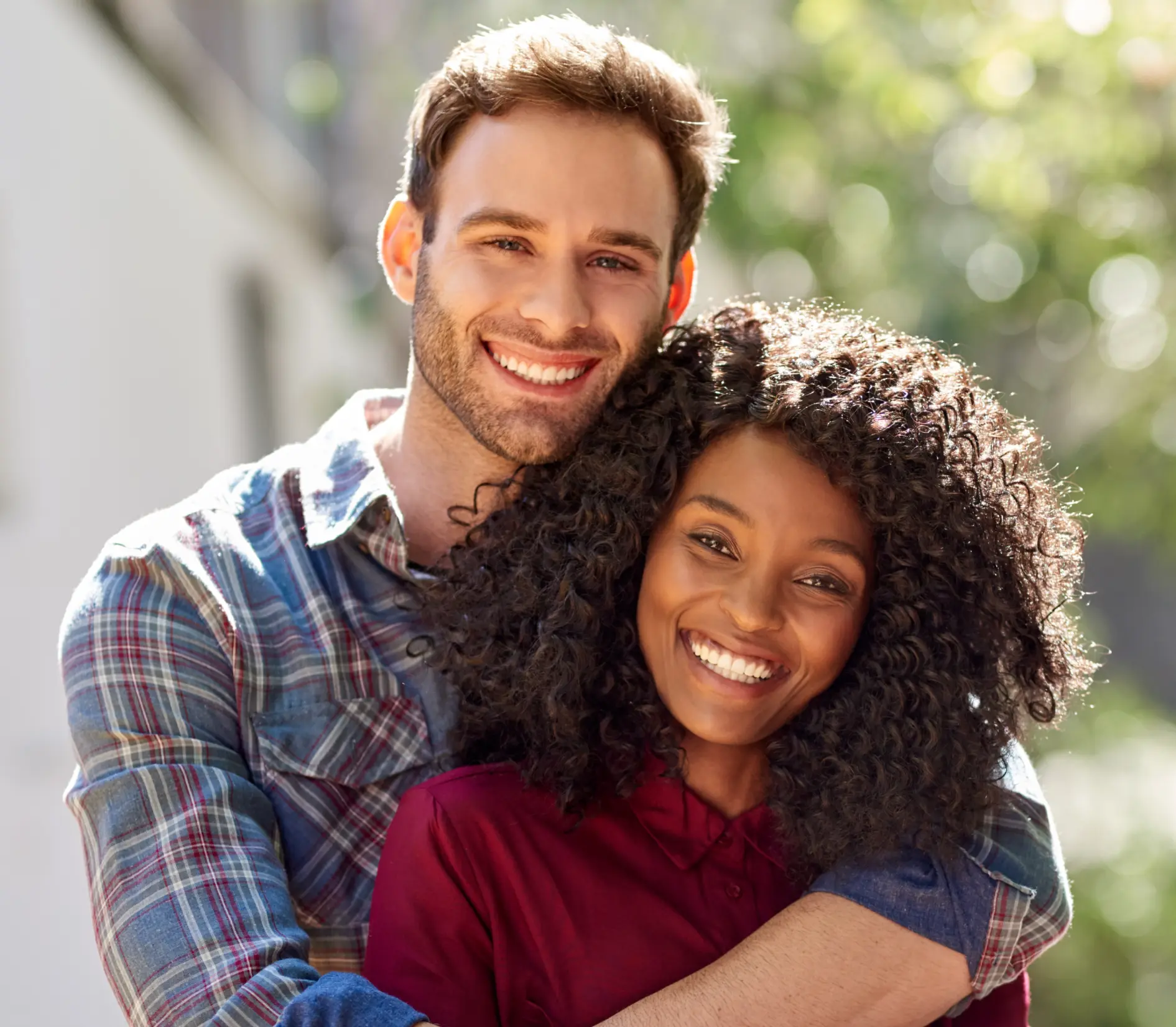 A couple smiling