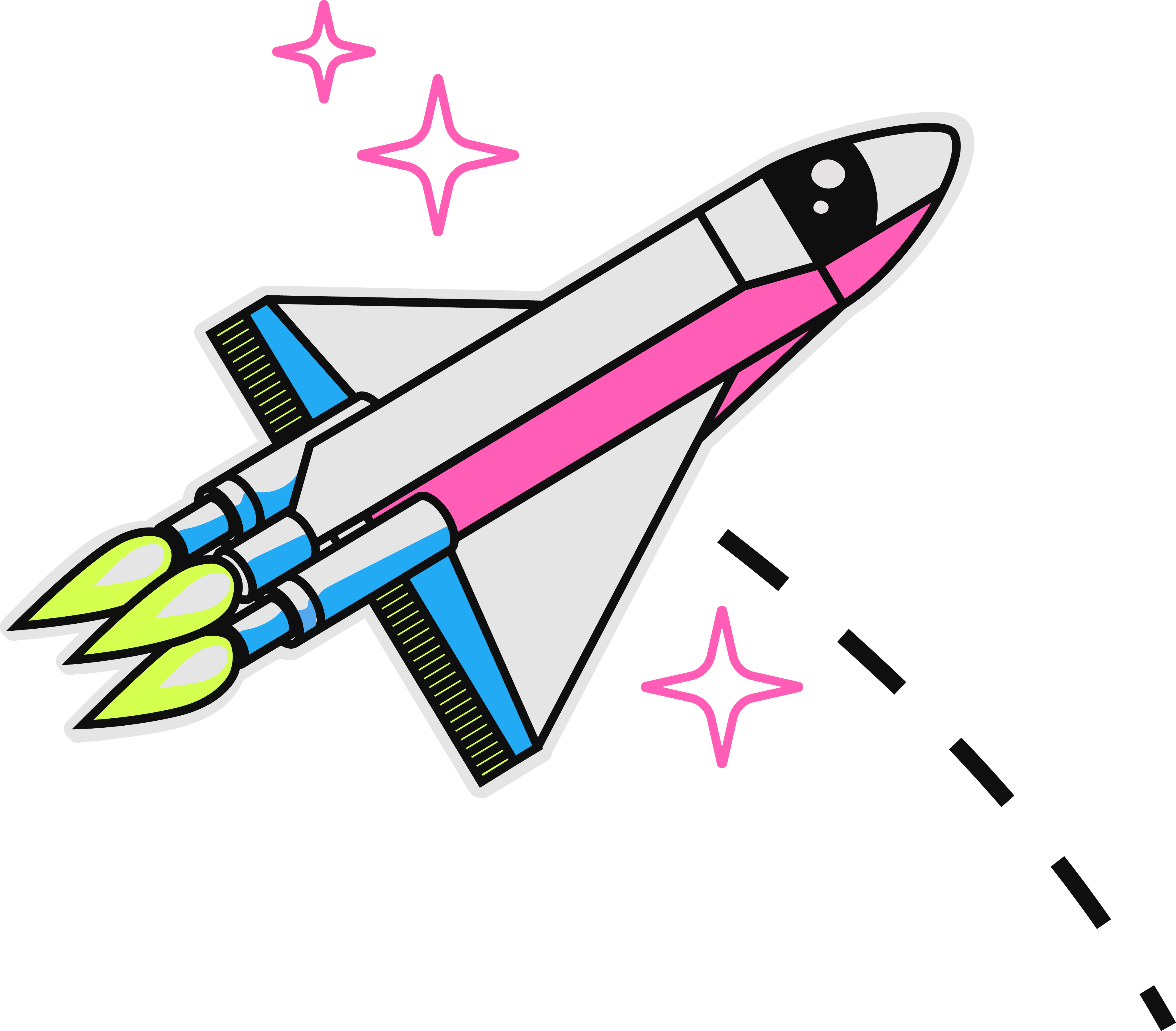 Ein Spaceshuttle mit Pfad