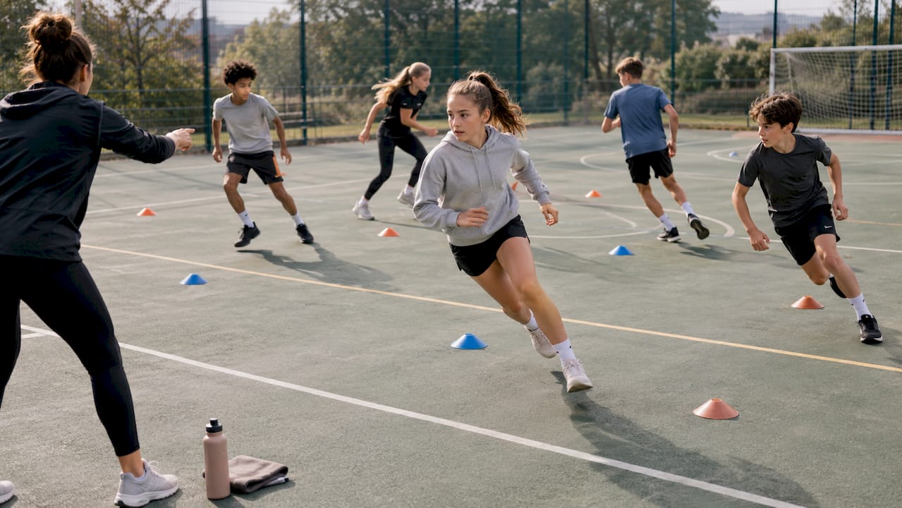 Young athletes playing a reaction agility game