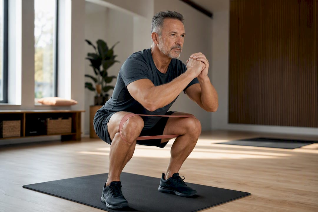 Trainee holding a controlled squat pause