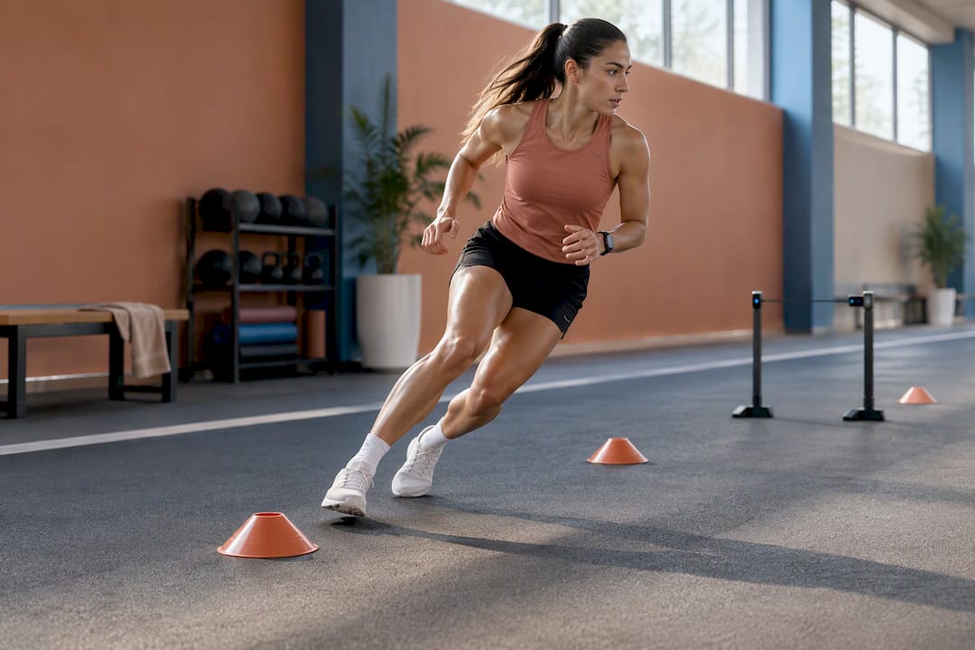 Athlete rehearsing a shuttle test route