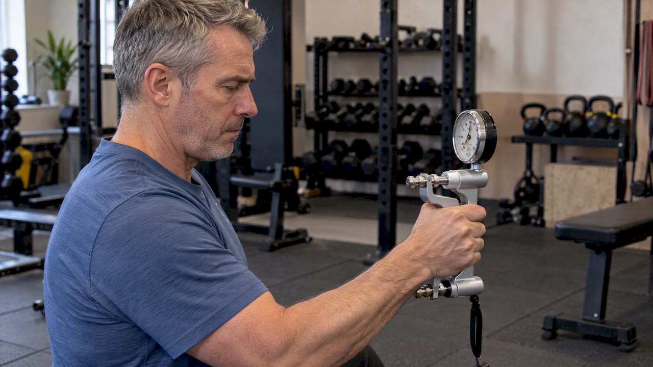 Adult testing grip with a JAMAR dynamometer