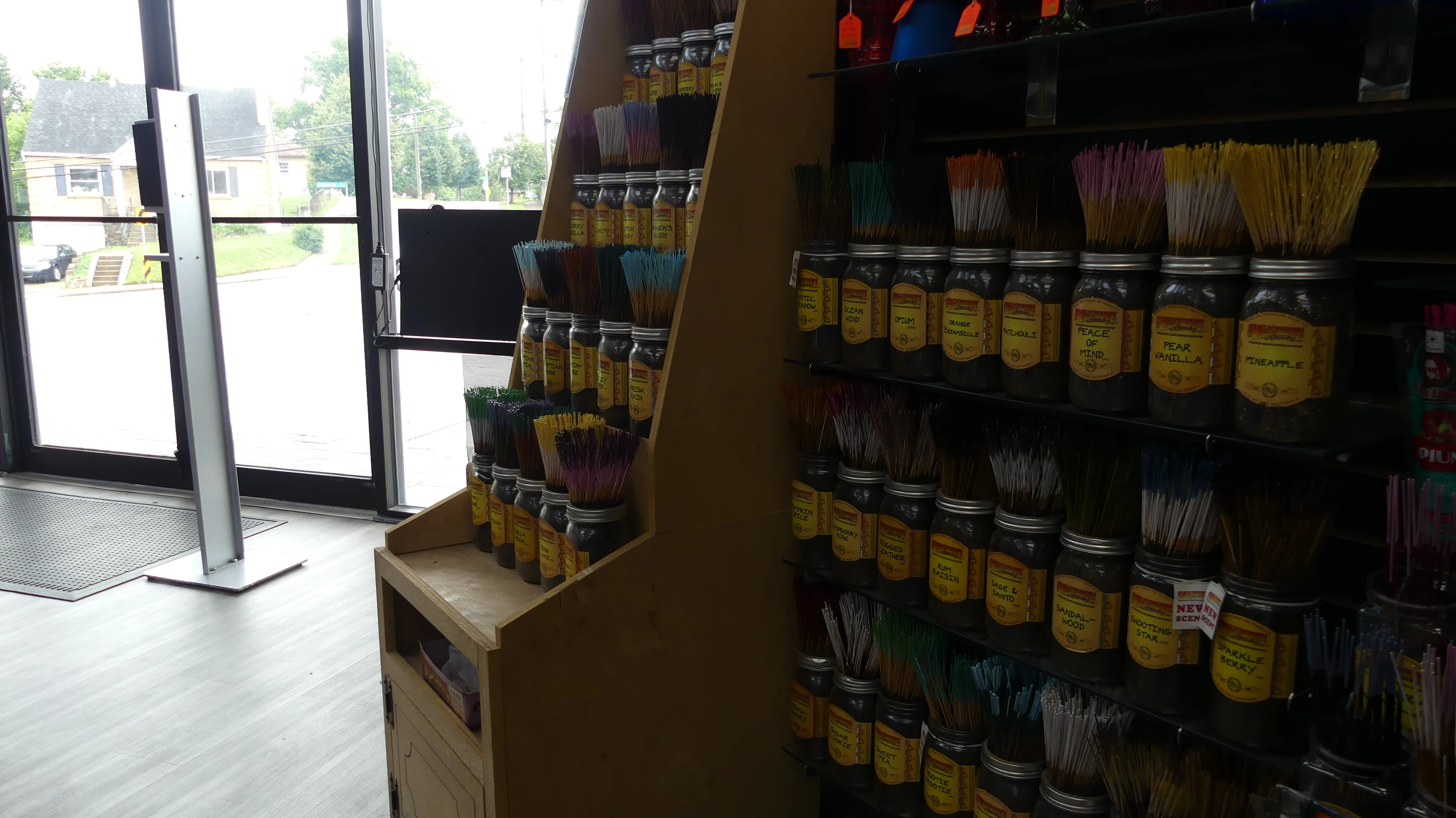 an image inside of the store, showing the selection of incense sticks