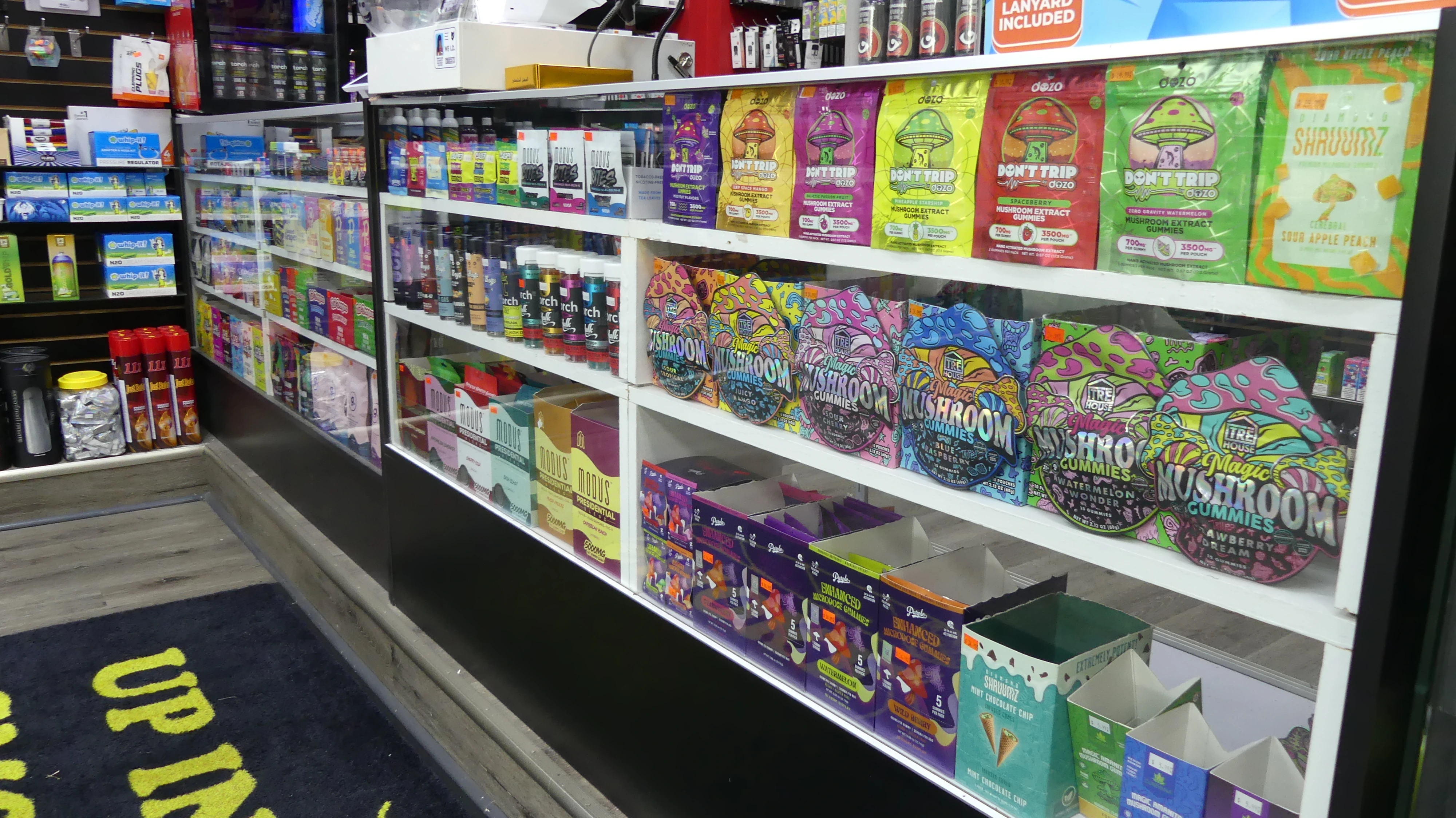 an image inside of the store, showing the selection of thc gummies