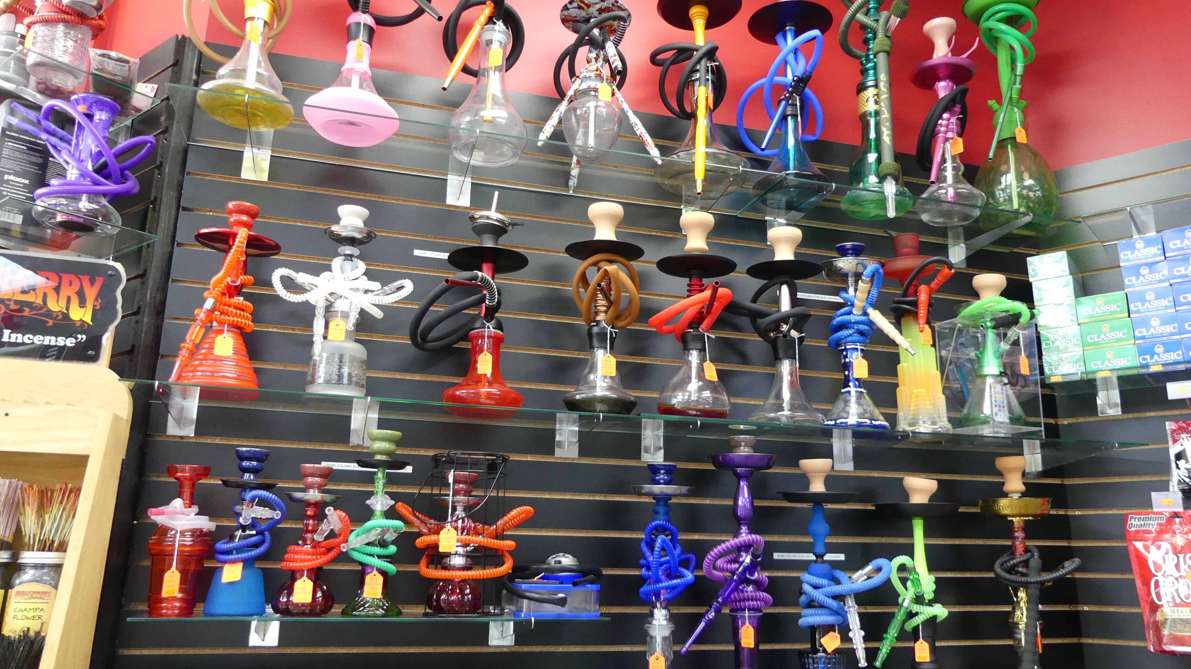 an image inside of the store, showing the selection of hookah kits