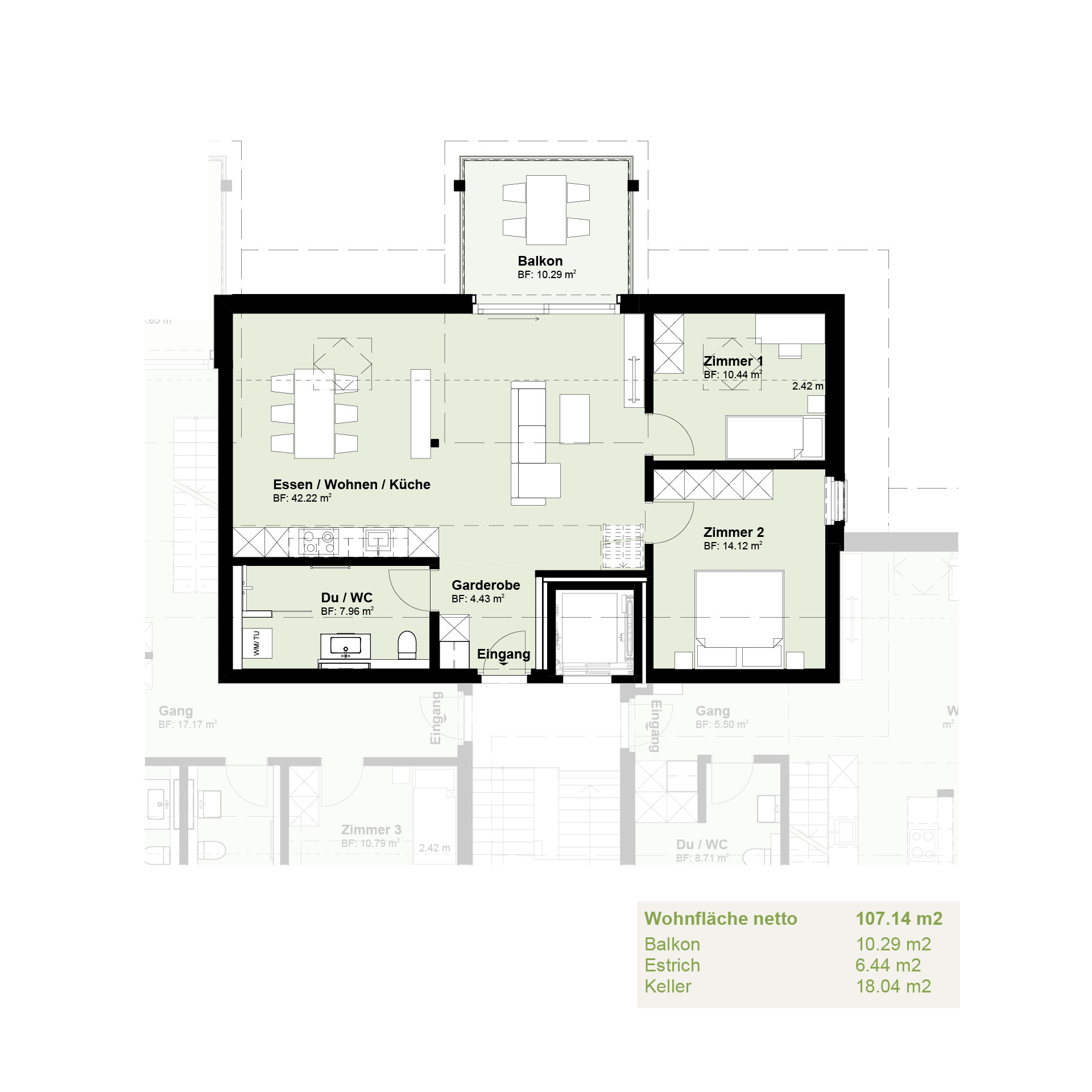 Wohnung 3.22 Grundriss
