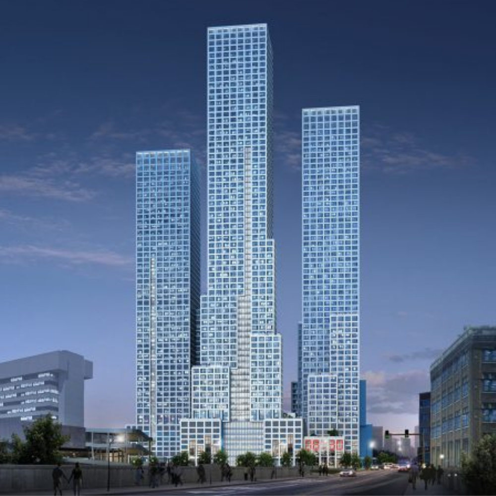 Located in New Brunswick, NJ, One Journal Square is a 24-story mixed-use development includes residential units, Rutgers offices, retail, dining, and a public parking garage, creating a vibrant community hub.