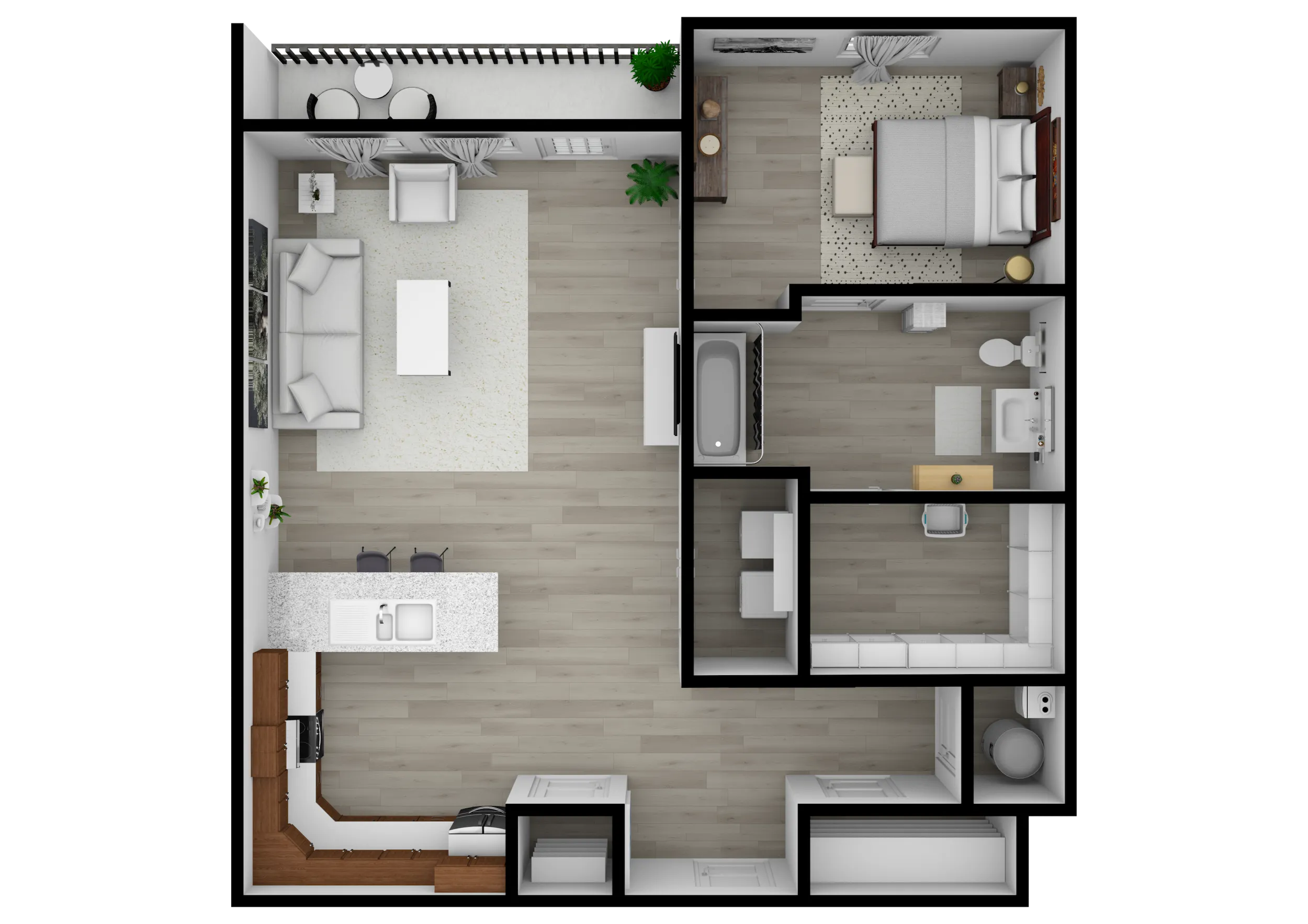 1 Bed 1 Bath Floor Plan Layout at Altitude in Houston, TX